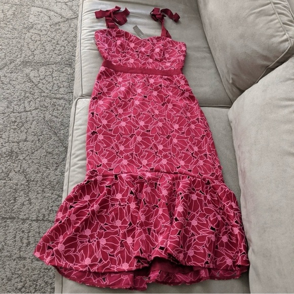 J. Crew Lace Eyelet Midi Dress with Flounce - Picture 2 of 5